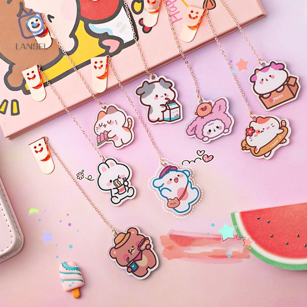 Thẻ Đánh Dấu Sách Bằng Acrylic Phối Mặt Hình Hoạt Hình Dễ Thương Tiện Dụng Cho Học Sinh/ Văn Phòng