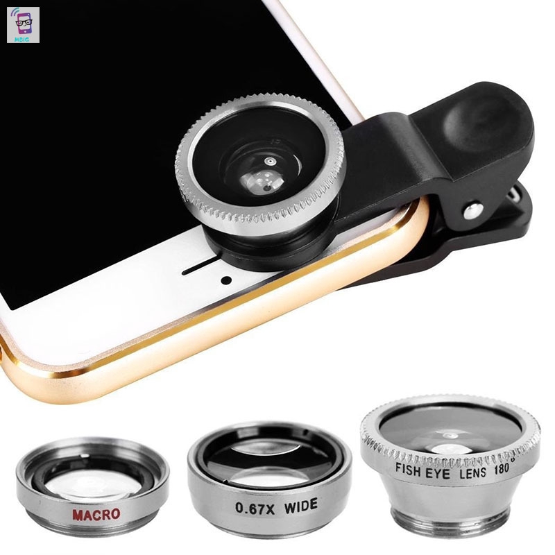 Thấu kính camera góc rộng macro 3 trong 1 xách tay thông dụng gắn điện thoại di động chụp hình selfie