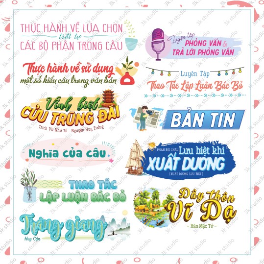 Set 81 sticker Ngữ Văn 11 - Có Tiếng Việt + Đọc thêm - Tem dán tựa bài văn học lớp 11 cả 2 học kì - Sticker văn 11