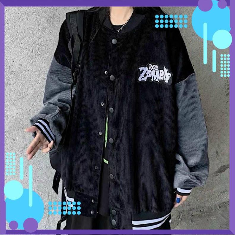 [Mặc Là Sang]  Áo Khoác Nhung Gân Bóng Chày ZOMBIF Form Rộng Mẫu Mới Siêu Chất | BigBuy360 - bigbuy360.vn