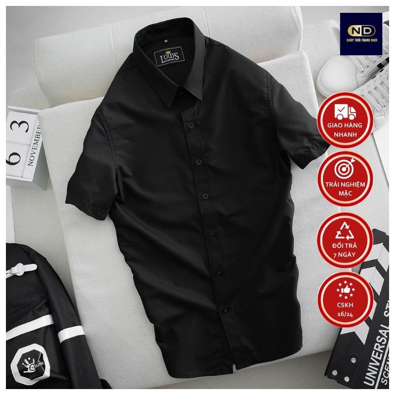 áo sơ mi nam tay ngắn - áo sơ mi chất liệu cotton - áo nam ngắn tay phù hợp nơi công sở | BigBuy360 - bigbuy360.vn