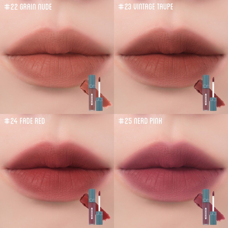 [Màu 22-25] Son kem lì Romand Vintage Filter Zero Velvet Tint 2021