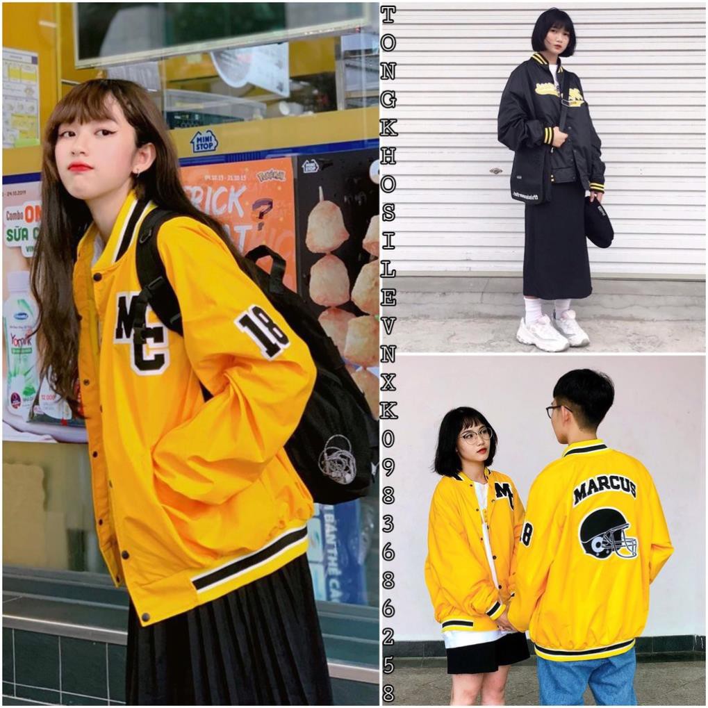 ÁO KHOÁC DÙ BOMBER MC MARCUS VÀNG ĐEN UNISEX - ÁO GIÓ KHOÁC MC 18 BÓNG CHÀY | BigBuy360 - bigbuy360.vn