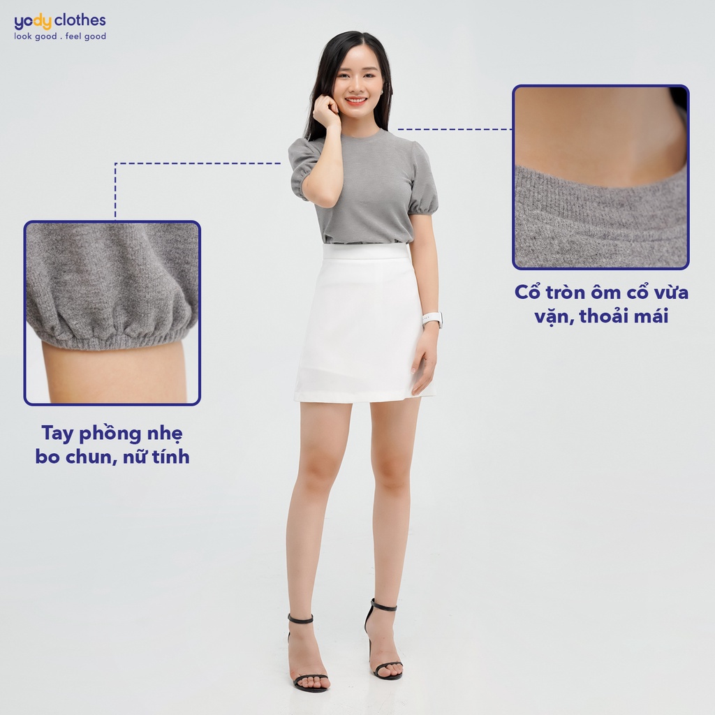 Áo thun nhung nữ YODY tay bồng chun mềm mại ATN4624