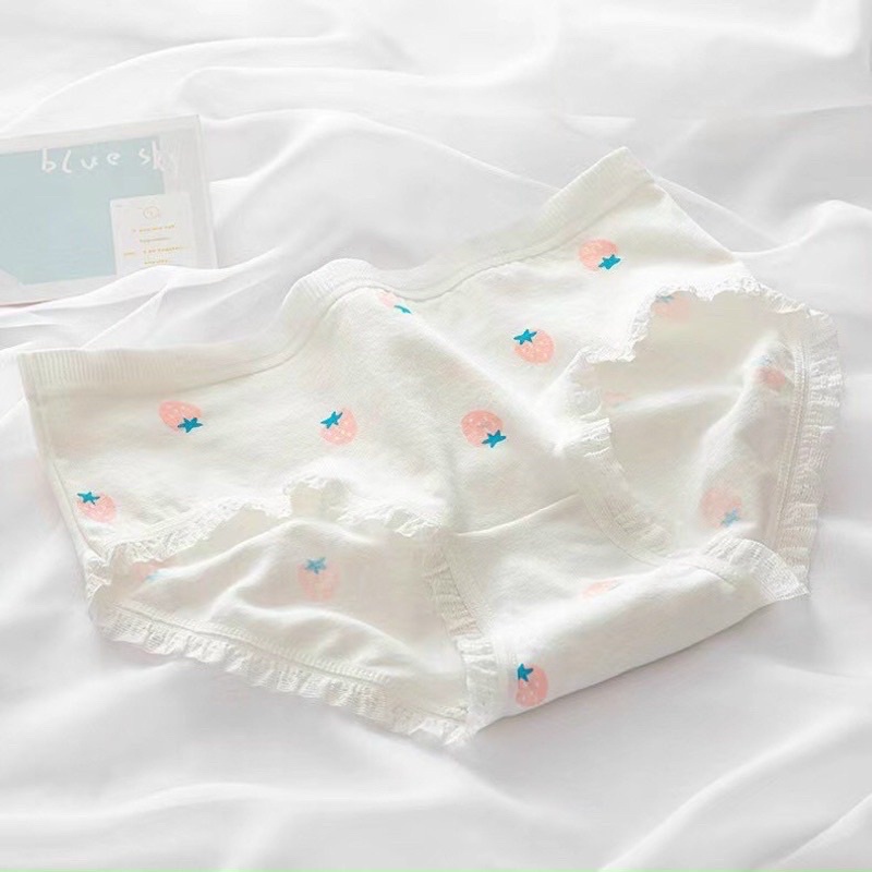 Quần lót nữ cotton Thỏ Dâu tây xinh xắn dễ thương cạp ngang eo QL05