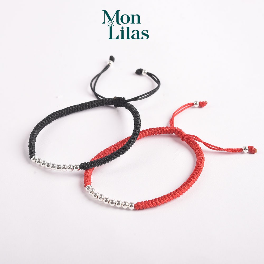 Lắc Tay Đôi Bạc Mon Lilas Dây Đánh Đính Chuỗi Bi Bạc Độc Đáo Nuny V112101/2
