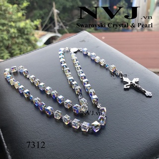 Chuỗi mân côi 50 hạt vuông Swarovski pha lê Áo cao cấp sang trọng - 5601 cube bead rosary