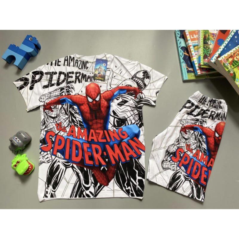 Bộ hình siêu nhân nhện cho bé trai thun lạnh thái in 3D 10-60kg