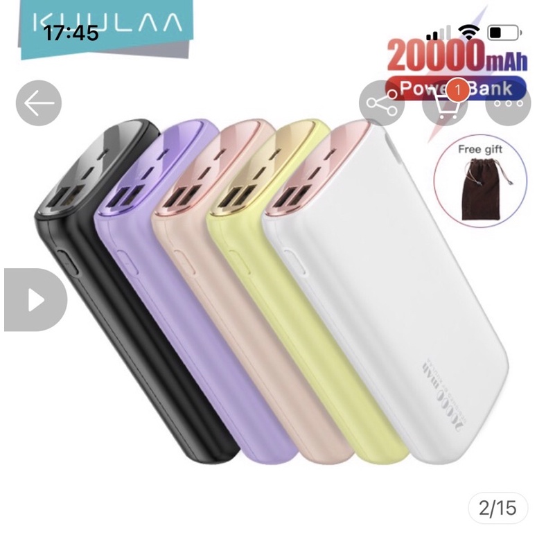 sạc dự phòng chĩnh hãng kuula 20.000mah Giá gốc 250k