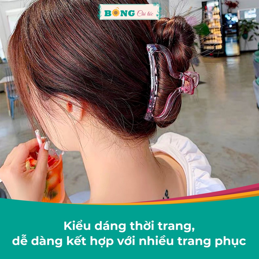 Kẹp càng cua màu clear phong cách Hàn Quốc chất liệu nhựa acrylic KN90 - kẹp tóc BÔNG Cài Tóc