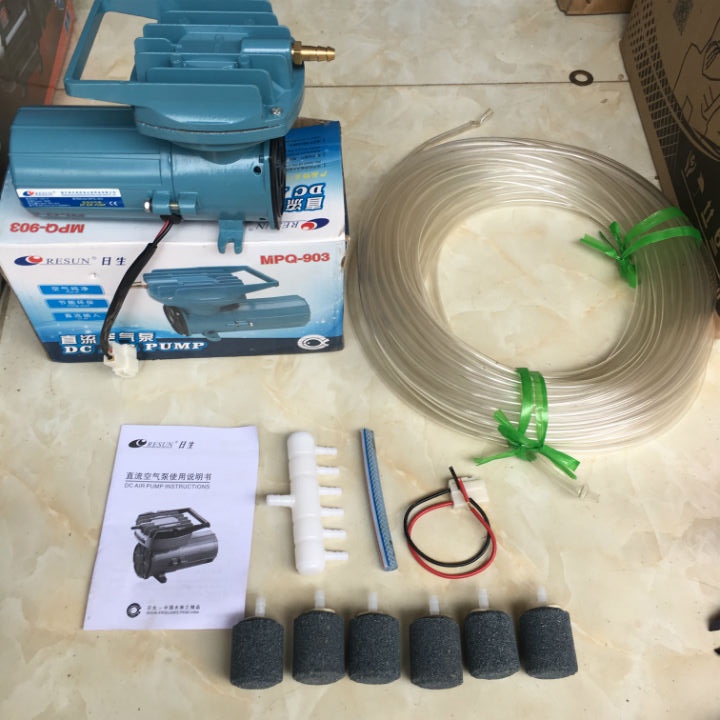 ▼❀máy sục tạo khí oxi bể cá 12v - 35w +12M dây + 6 quả sủi - bộ máy sục cá