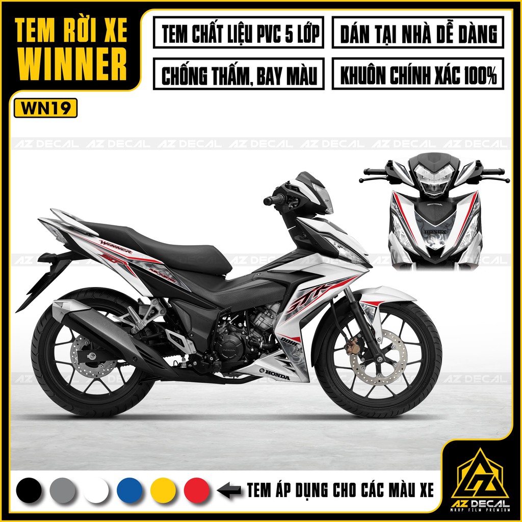 Tem Xe Winner 150 Mẫu GTR Vân Khói |WN19| Tem Rời Xe Máy Chống Nước, Chống Bay Màu