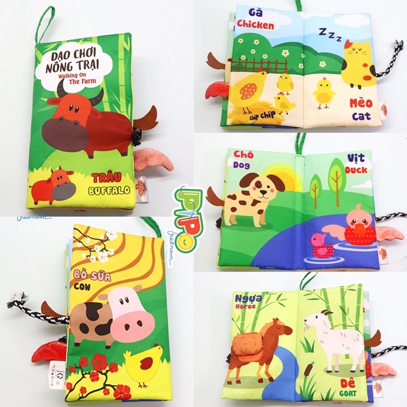 Sách vải đoán đuôi PipoVietnam - Sách vải phát triển đa tương tác cho bé