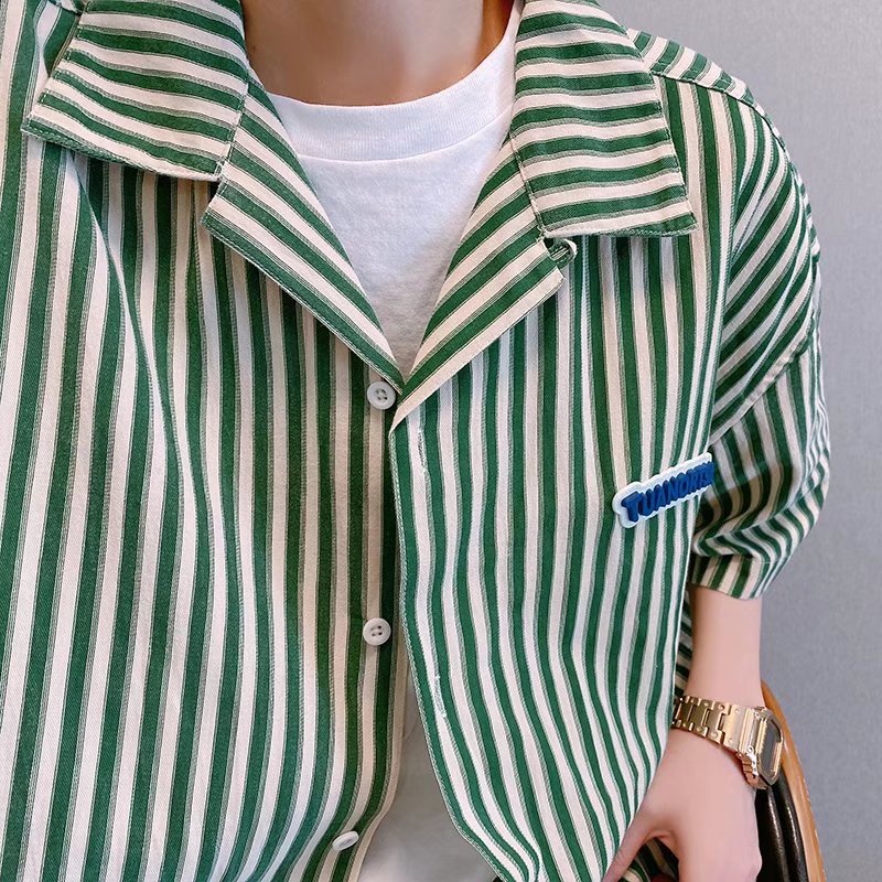 Áo Sơ Mi Nam Tay Ngắn Kẻ Sọc Thời Trang Hàn Quốc