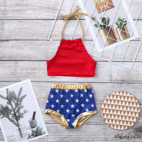 Bộ bikini kiểu yếm kèm quần in hình ngôi sao dễ thương cho bé gái