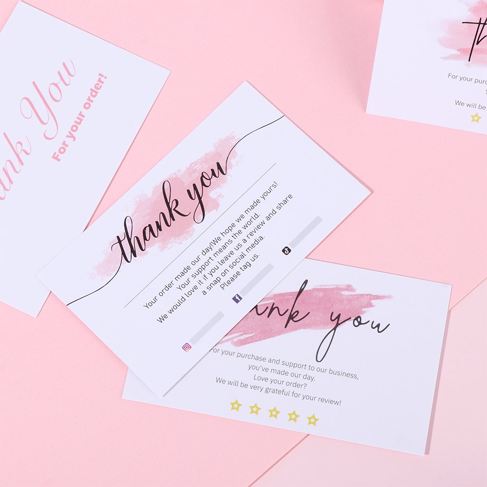 Set 30 Tấm Thiệp Mời Màu Hồng In Chữ Thank You For Your Order