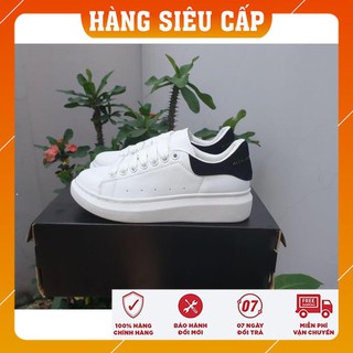 [Hộp Chính Hãng]- Giày thể thao,sneakers nam nữ M.C.Q trắng gót đen - Bảo Hành 12 Tháng