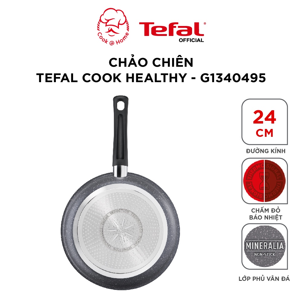 Chảo chống dính vân đá Tefal Cook Healthy dùng cho bếp từ size 24cm/ 28cm - Bảo hành 2 năm