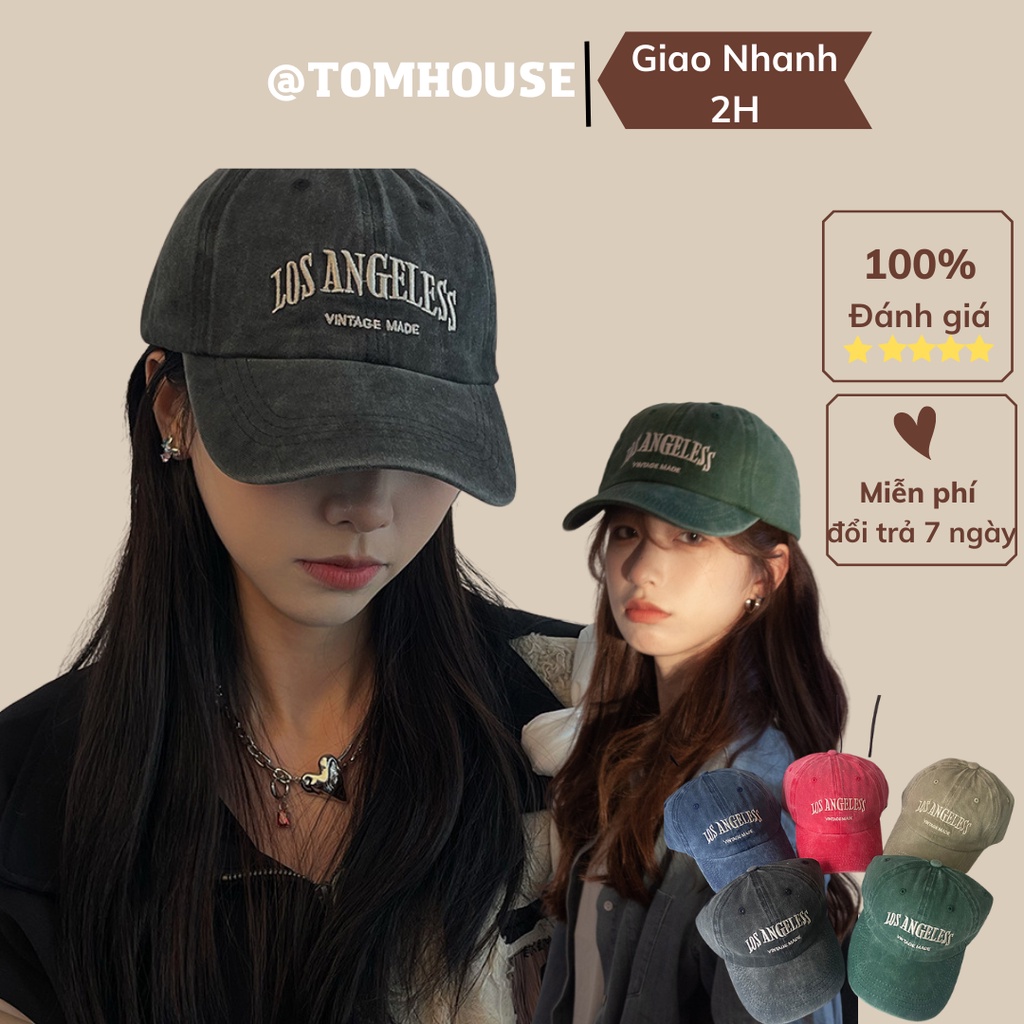 Mũ nón lưỡi trai LOSANGELES nón kết nam nữ đẹp màu loang phong cách cực chất Hàn Quốc Unisex Tom House