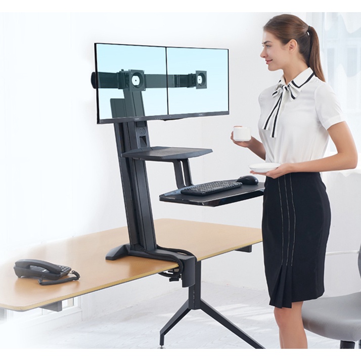 NB L100 22-27 inch Chân Treo 2 Màn Hình Kèm Bàn Phím Để Bàn