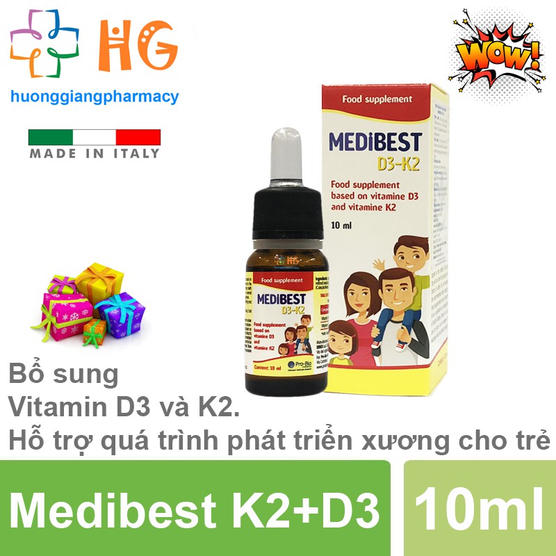 [Kèm Quà Tặng] Medibest D3-K2 - Bổ sung Vitamin D3 và K2. Hỗ trợ quá trình phát triển xương, giúp xương răng chắc khỏe