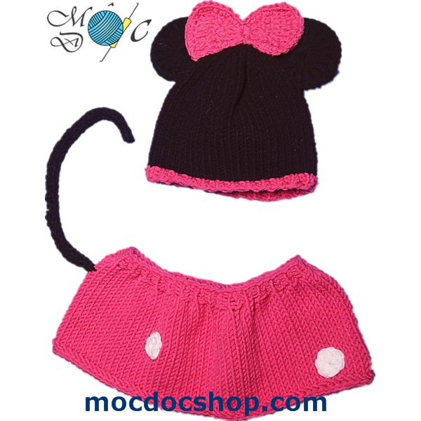 Đồ len cho bé gái - đồ handmade chuột Minnie Mickey bằng len cho bé sơ sinh đến 1 tuổi chụp hình