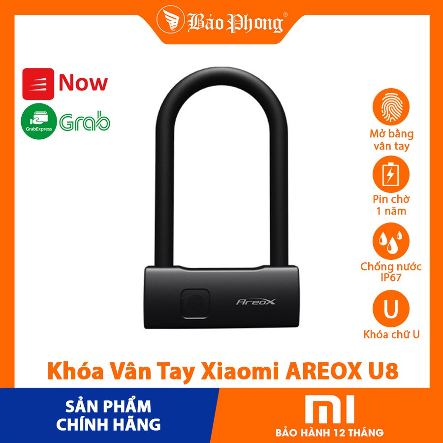 Khóa Xe Máy Vân Tay Thông Minh Xiaomi AREOX U8 - Khoá chữ U chống cắt an toàn điện tử thông minh xe đạp khoá cửa