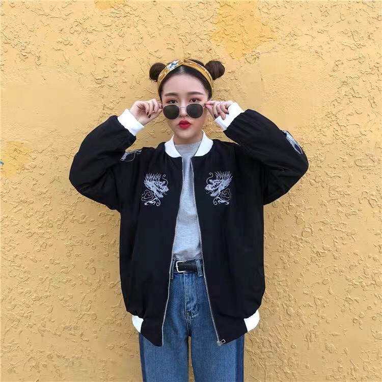 [ORDER] Áo bomber thêu rồng trắng | BigBuy360 - bigbuy360.vn