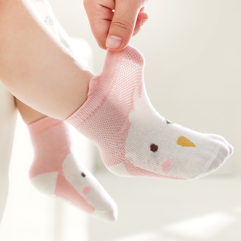 Tất Cotton Chống Trượt Hoạ Tiết Động Vật Dễ Thương Cho Bé 0-3 Tuổi