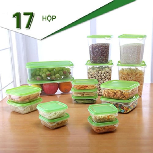 HỘP NHỰA CAO CẤP ĐỰNG THỰC PHẨM KÈM NẮP 17 MÓN ĐỦ SIZE TIỆN DỤNG CHO NGÔI NHÀ BẠN.