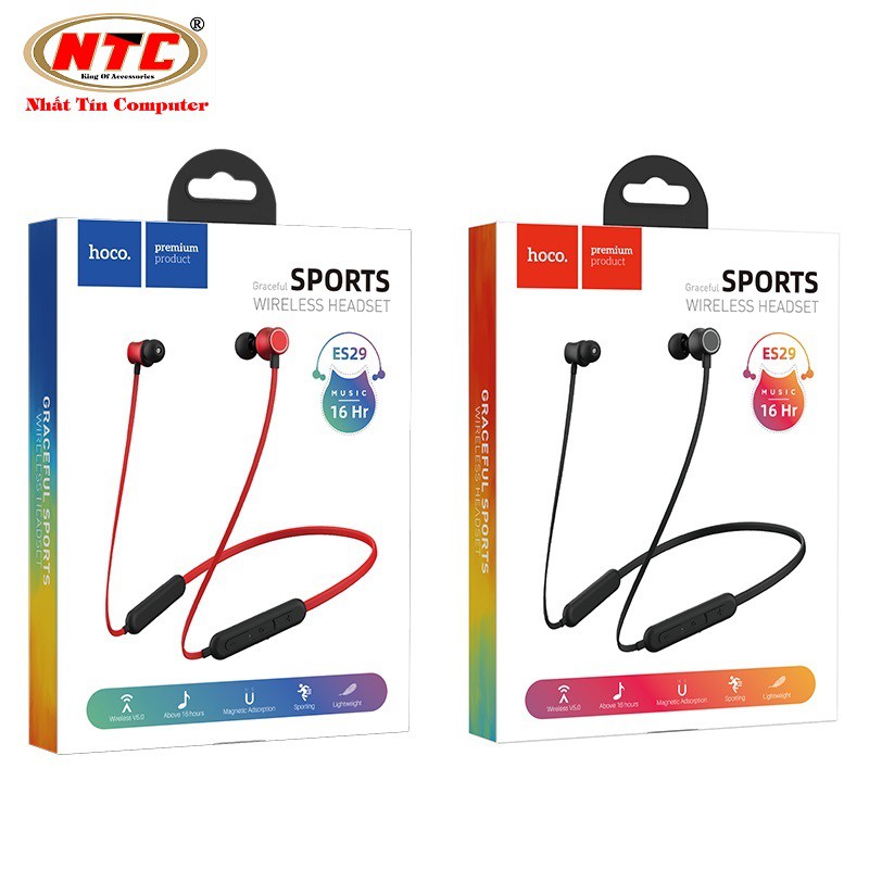 Tai nghe bluetooth thể thao choàng cổ Hoco ES29 Graceful Wireless 5.0 - Nghe nhạc và đàm thoại 16H liên tục - Chính Hãng