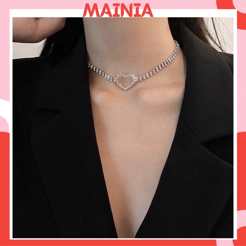 Choker Vòng Cổ Hàn Quốc Hình Trái Tim Đính Đá Siêu Xinh Mainia Shop