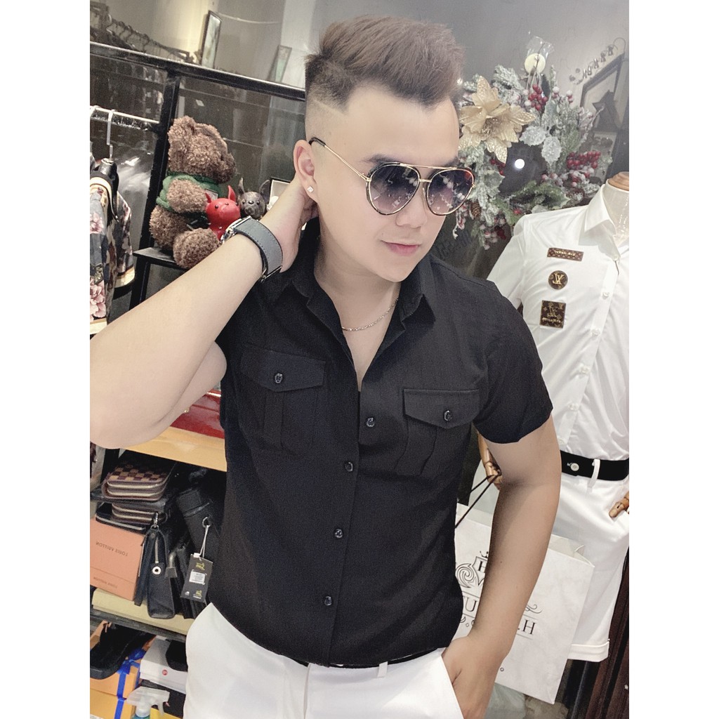 Áo sơ mi cộc tay túi hộp vải đũi tay ngắn chất linen thoáng mát không nhăn SMC01