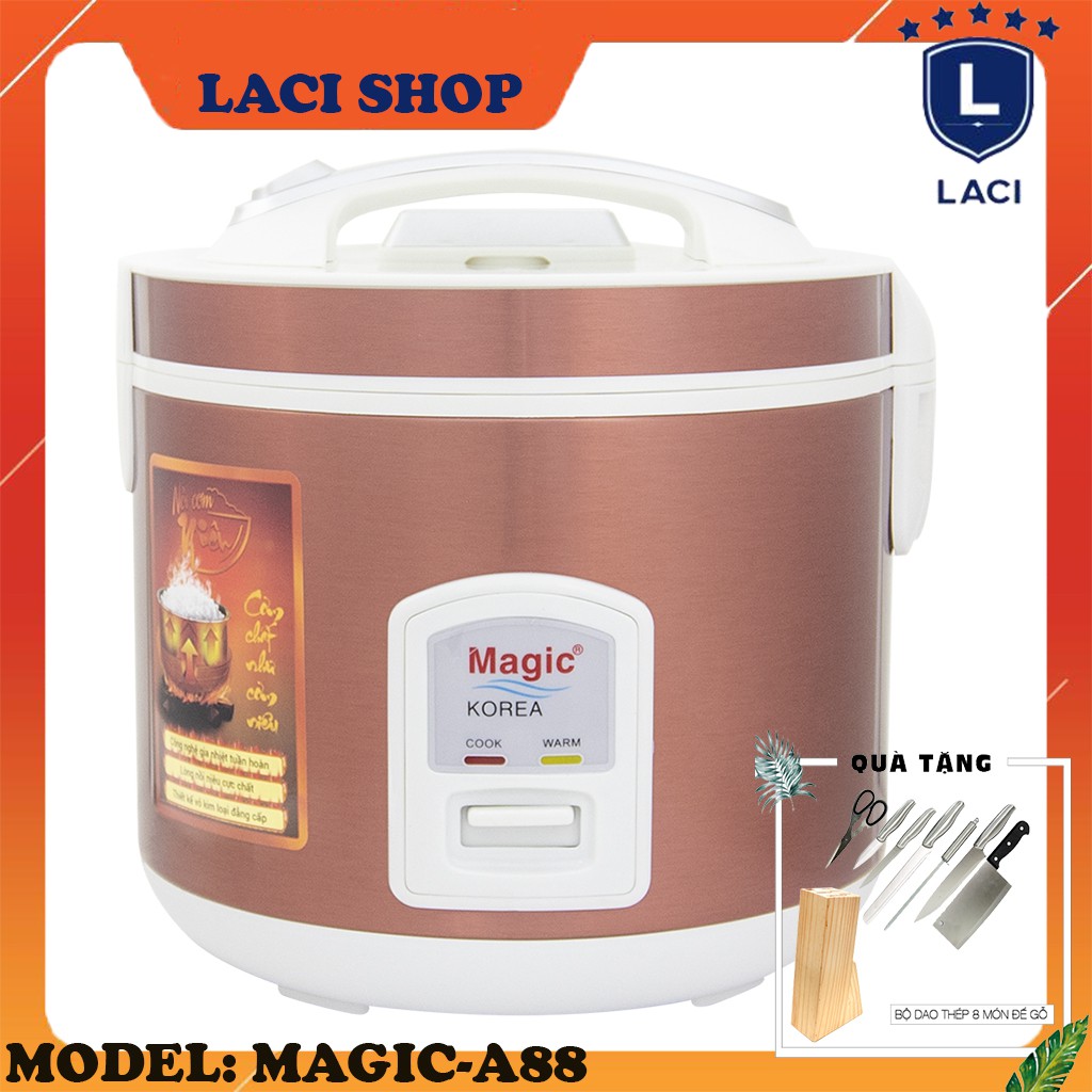 Nồi cơm điện lòng niêu Magic Korea A88 | Dung Tích 2L | Công Suất 650W | Tặng Bộ Dao Làm Bếp 8 Món