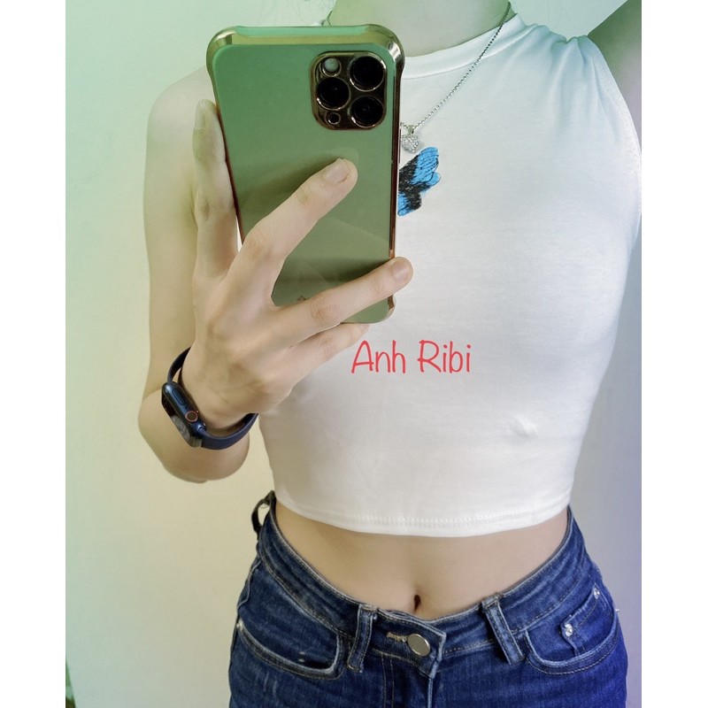 Áo Crotop tanktop bướm thêu chất cotton
