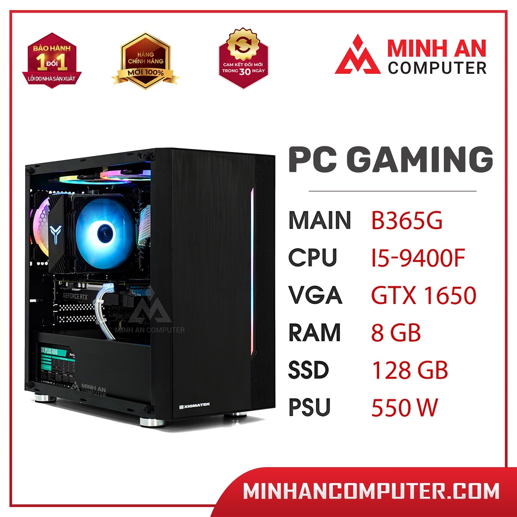 Máy Tính Chơi Game i5 9400F | GTX 1650 4GB | RAM 8GB | SSD 128GB