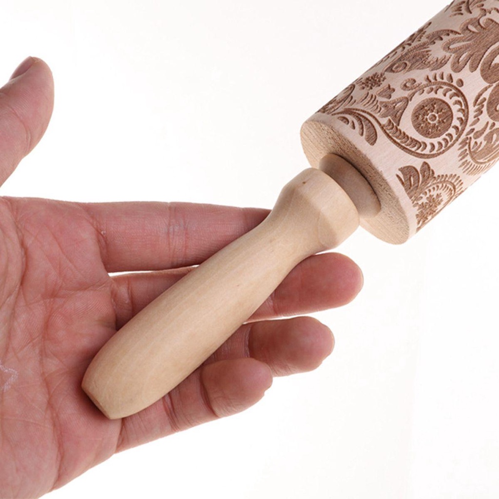 AUGUSTINA Cây Lăn Bột Dập Nổi Họa Tiết Giáng Sinh Trang Trí Thủ Công DIY