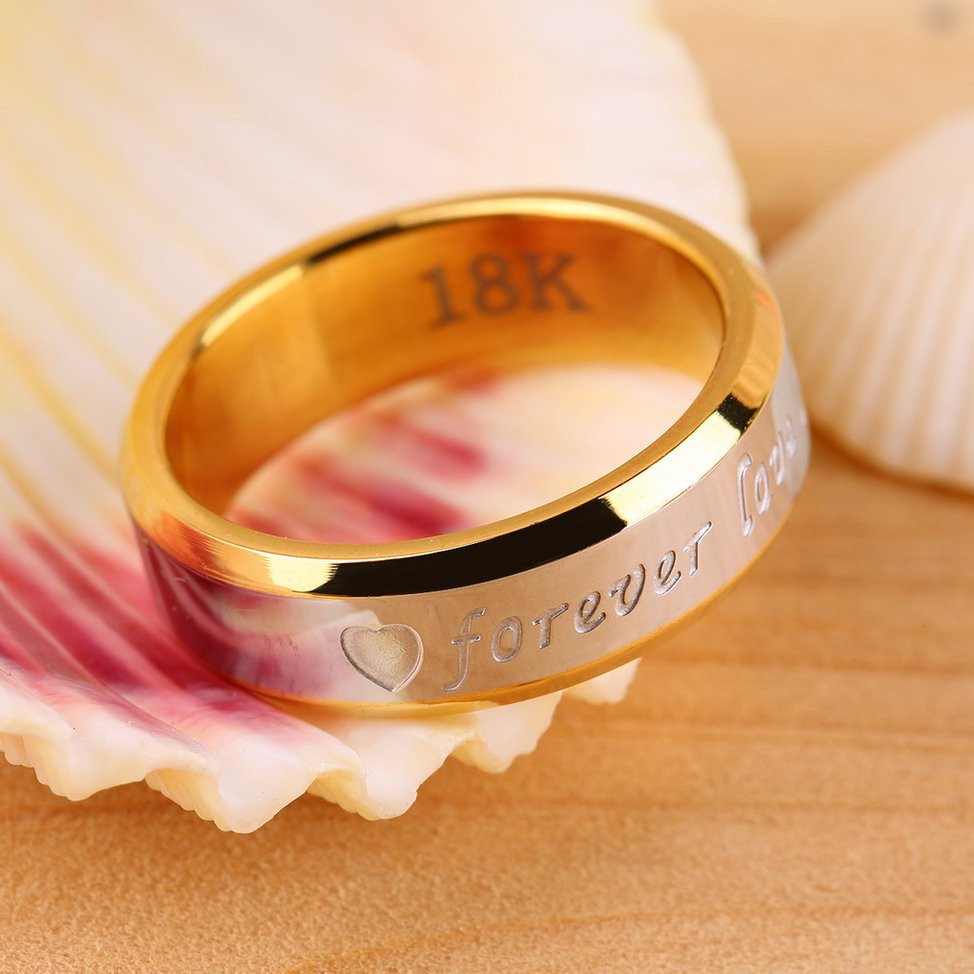 Nhẫn đeo tay thép không gỉ khắc chữ Forever love cho nam/nữ