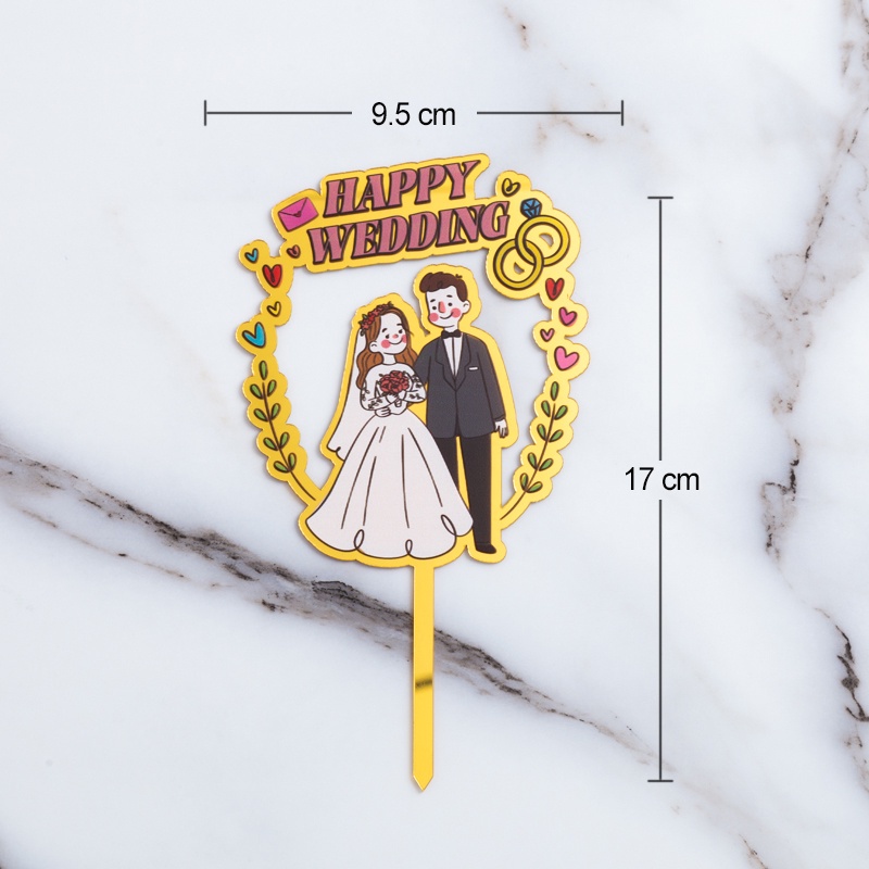 Acrylic Wedding Cake Topper Happy Wedding MR & MRS Selamat Bertunang Selamat Pengantin Baru Cake Decoration
