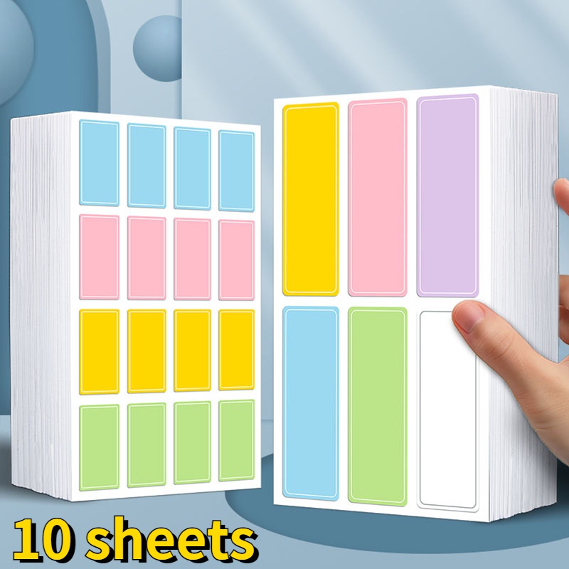 Set 10 Tấm Nhãn Dán Ghi Tên Nhiều Màu Chống Thấm Nước Tiện Dụng Cho Văn Phòng / Trường Học