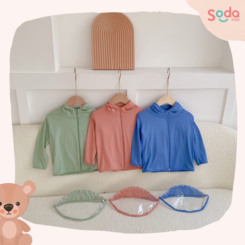 Áo chống nắng cho bé SODA KIDS thoáng mát, chống UV400 kèm tấm chắn chống bụi, chống giọt bắn