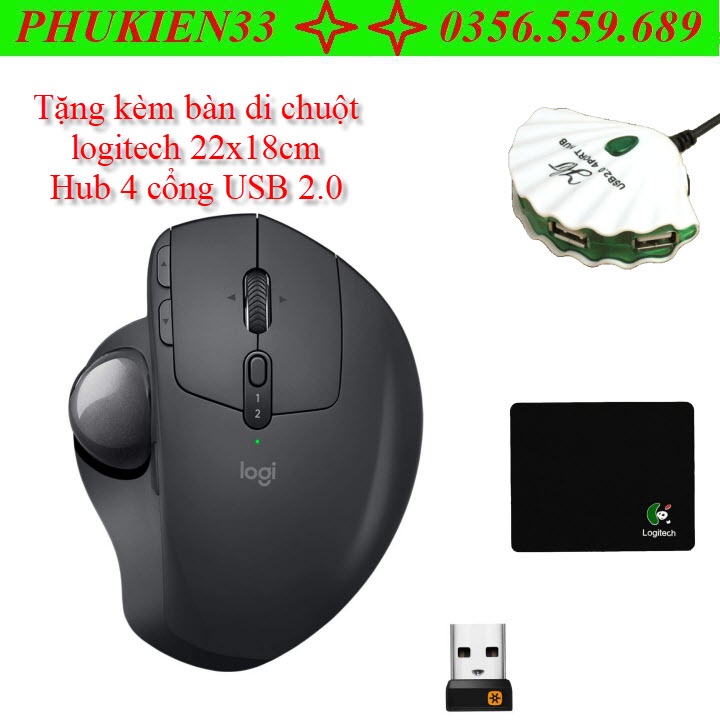 Combo chuột không dây Logitech M575 chính hãng kèm miếng lót chuột Logitech chính hãng, tặng Hub 4 cổng USB 2.0 độc đáo