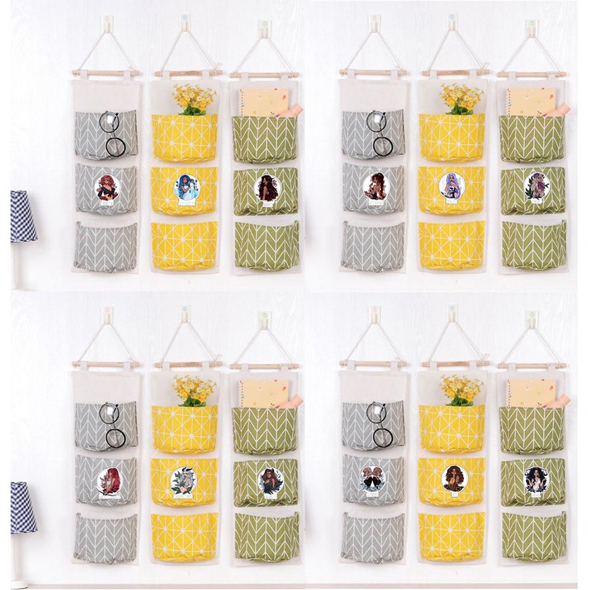 Túi vải treo tường 12 cung hoàng đạo 3 Ngăn TVT3 đựng đồ tiện ích ngựa thần phi hành gia siêu anh hùng hổ mập gấu thỏ