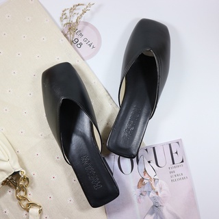 Dép Mules Mũi Vuông Đế Thấp 2cm