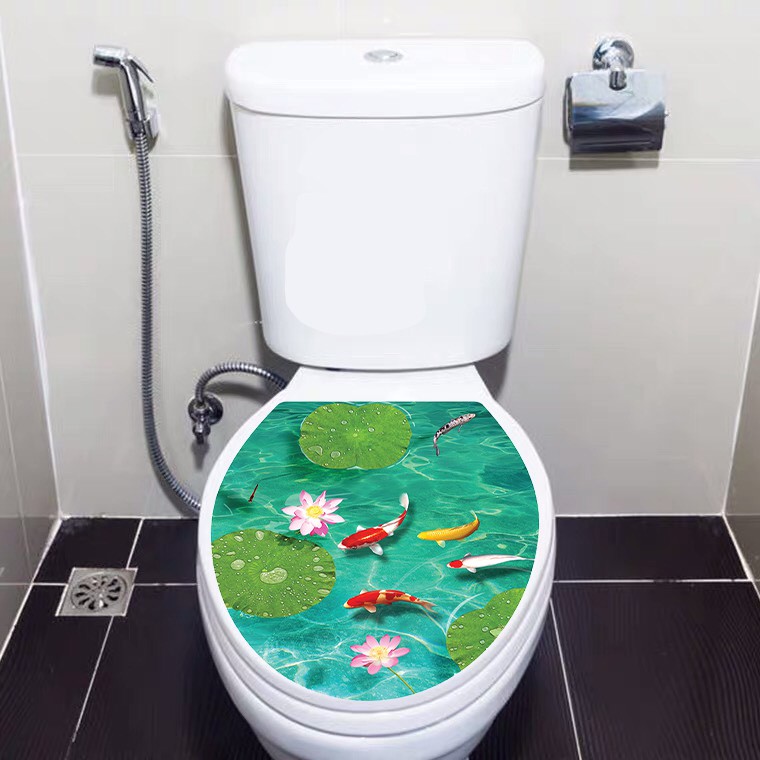 Miếng dán trang trí bồn cầu chất liệu decal không thấm nước