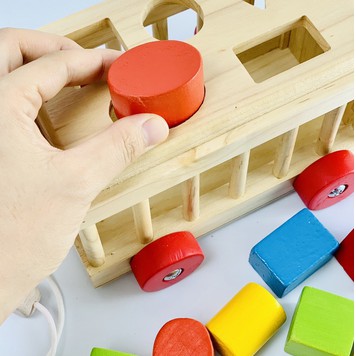 Xe thả hình khối bằng gỗ cho bé - đồ chơi gỗ - Giúp Bé Tư Duy Hình Khối và Màu Sắc