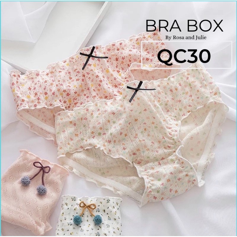 Quần lót cotton hoa nhí cạp trung, quần chip nữ dễ thương QC30 BRABOX