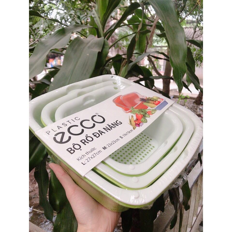 Bộ Rổ Nhựa Kèm Thau 6 Món Cao Cấp Chính Hãng ECOCO Kích Thước Khác Nhau Cực Tiện