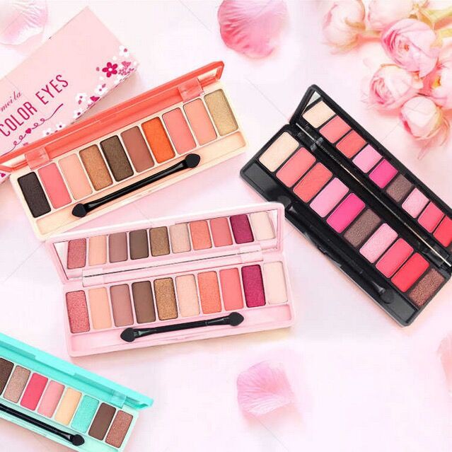 Bảng Phấn Mắt Bóng Lưu vực [Ten-color eyeshadow palette + 5 brushes] waterproof earth grapefruit mermaid peach makeup The matte pearlescent