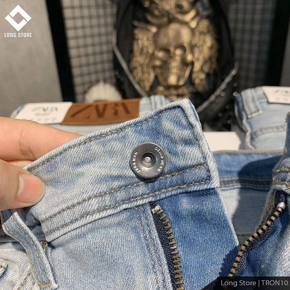 Quần jean nam trơn ZA.RA dáng ôm màu xanh bạc, chất vải bò cotton spandex co giãn 4 chiều [Có Big Size] Tron10 | BigBuy360 - bigbuy360.vn